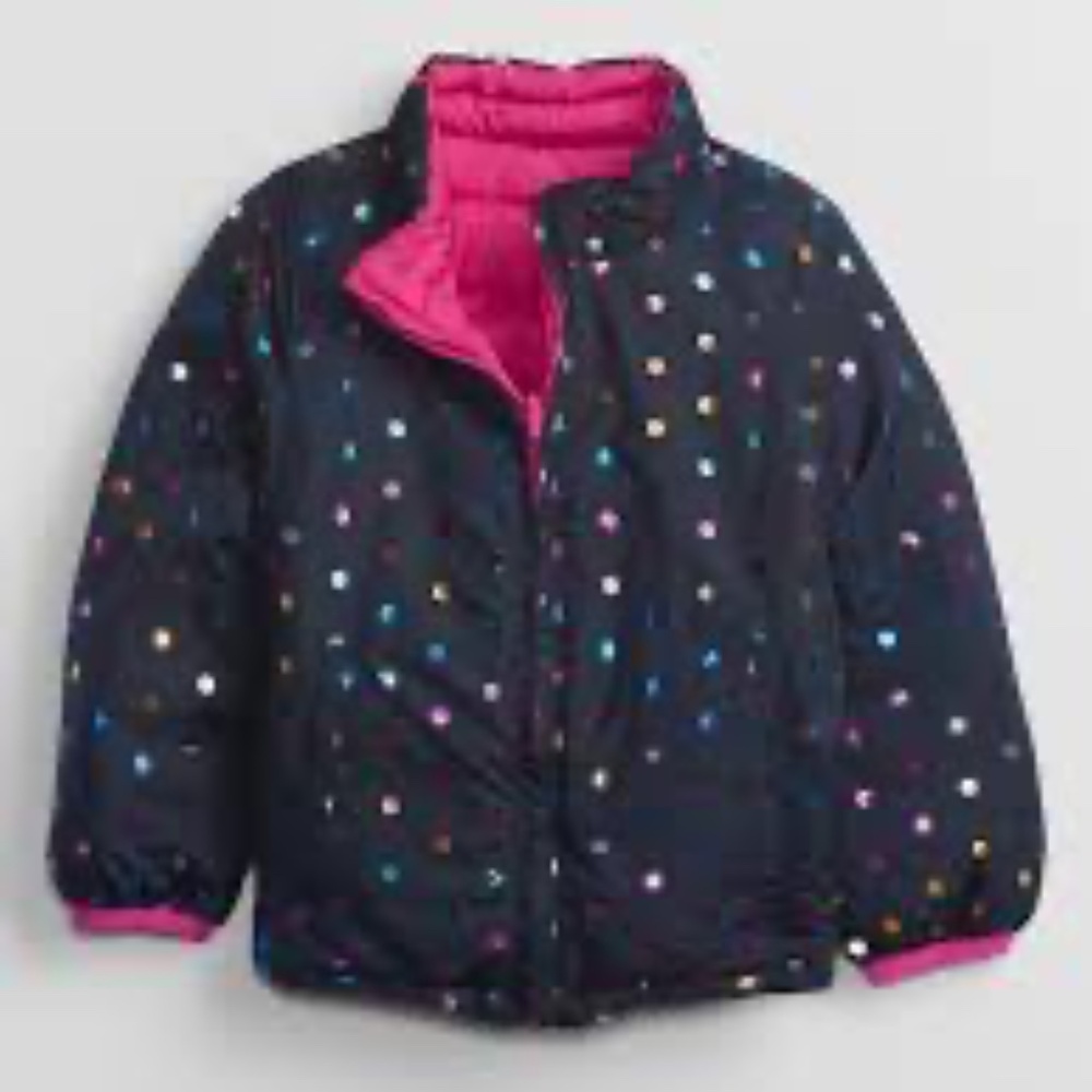 GAP reversible pink blue dots jacket 4 Toddler